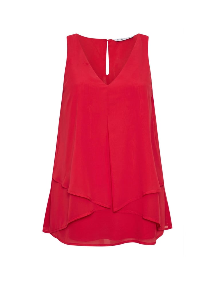 Yours Curve Red London Layered Top - Image 6 of 6