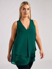 Yours Curve Green London Layered Top - Image 1 of 6