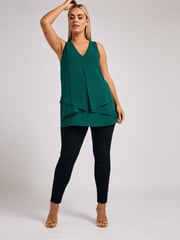 Yours Curve Green London Layered Top - Image 2 of 6