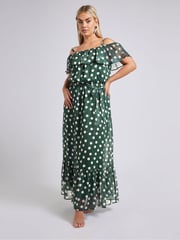 Yours Curve Green London Ruffle Maxi Dress - Image 4 of 6