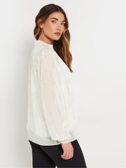 Long Tall Sally White Metallic Jacquard  Blouse - Image 3 of 5