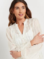 Long Tall Sally White Metallic Jacquard  Blouse - Image 4 of 5