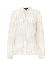 Long Tall Sally White Metallic Jacquard  Blouse - Image 5 of 5