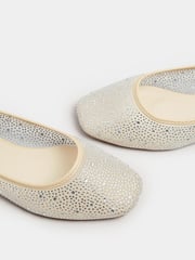 Yours Curve Nude Wide Fit Mesh Diamante Ballet Pumps - Image 5 of 5