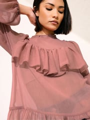 PixieGirl Petite Pink Chiffon Frill Blouses - Image 2 of 6