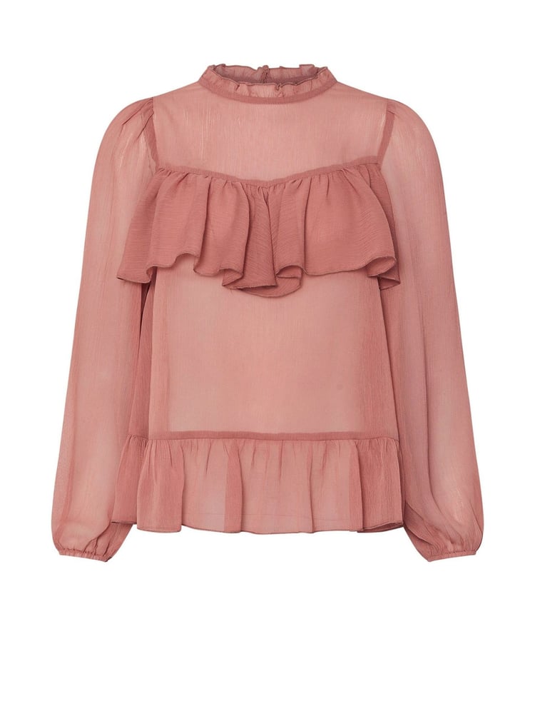 PixieGirl Petite Pink Chiffon Frill Blouses - Image 6 of 6