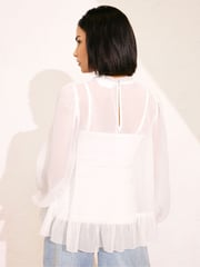 PixieGirl Petite Natural Chiffon Frill Blouses - Image 2 of 5