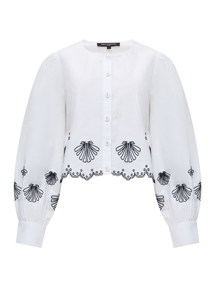 French Connection White Cambria 100% Cotton Long Sleeves Shirt - Image 5 of 5
