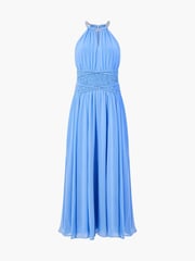 French Connection Blue Eden Georgette Halterneck Dress - Image 4 of 4