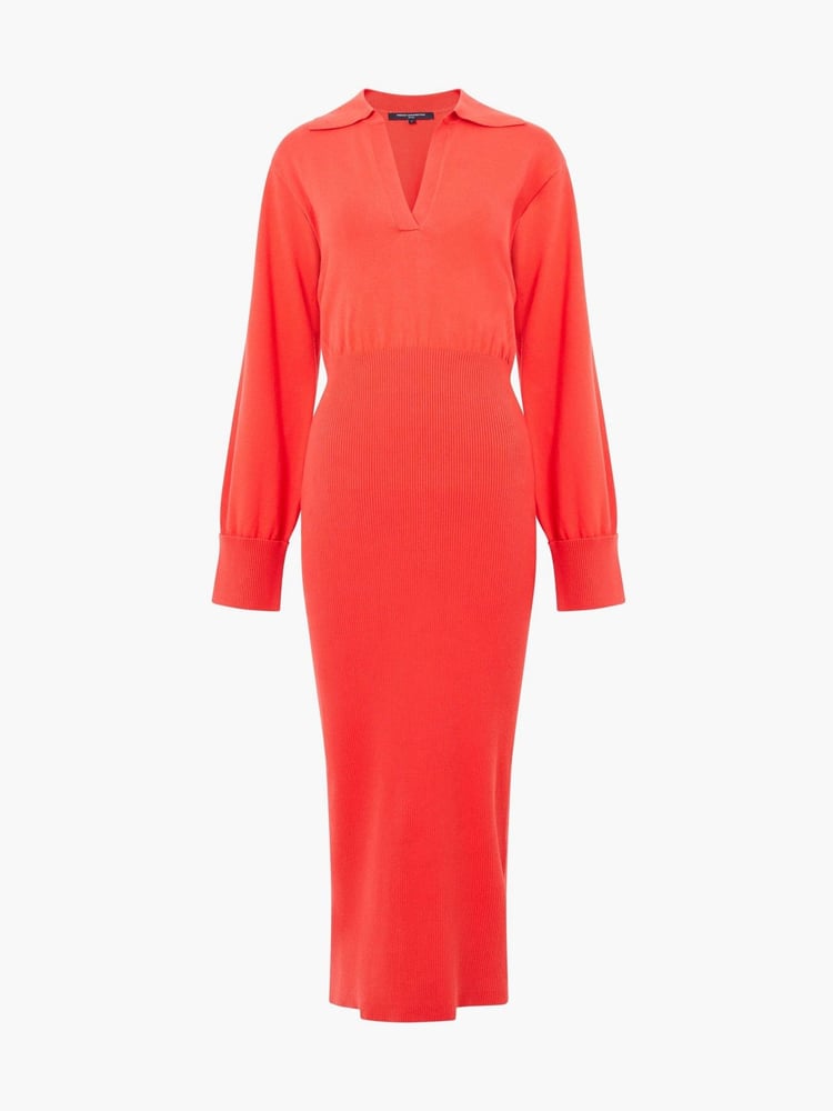 French Connection Red Mozza Collared Midi Dress - Image 4 of 4