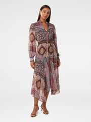 Forever New Brown Shelly Frill Trim Midi Dress - Image 1 of 4