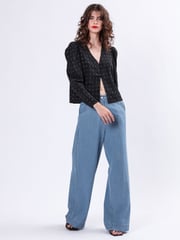 Religion Black Fleet Puff Sleeve Blouse With Sequins - Image 2 of 6