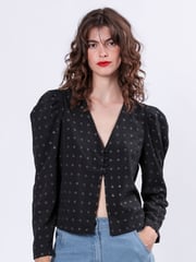 Religion Black Fleet Puff Sleeve Blouse With Sequins - Image 4 of 6