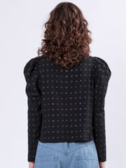 Religion Black Fleet Puff Sleeve Blouse With Sequins - Image 5 of 6