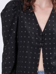 Religion Black Fleet Puff Sleeve Blouse With Sequins - Image 6 of 6