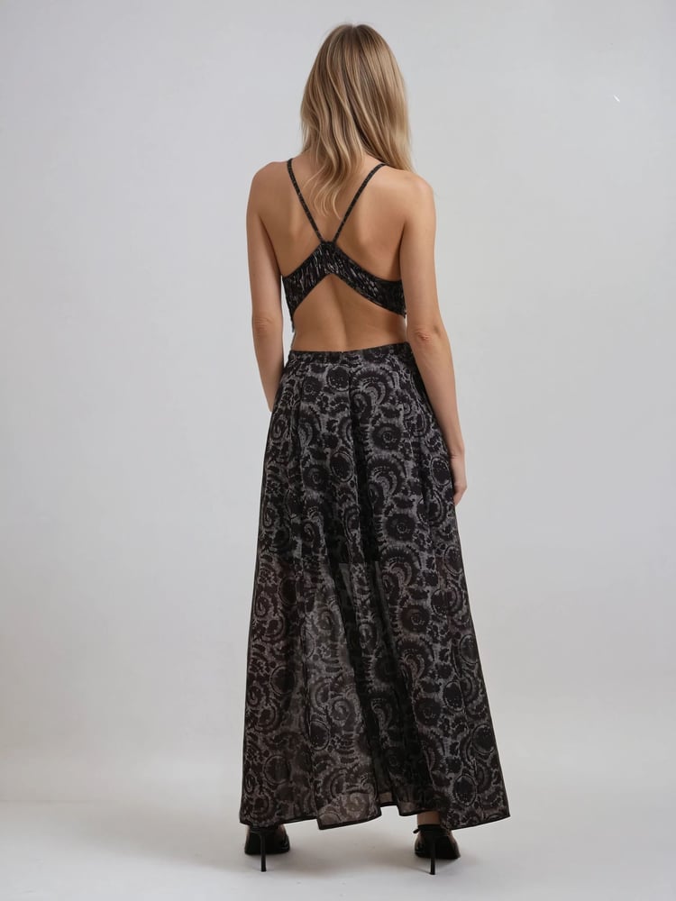 Religion Brown Gigi Maxi Dress With Open Back In Dark Tie Dye Print - Image 2 of 6