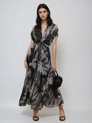 Religion Black Palm Maxi 2 Way Wrap Dress In Metallic Print - Image 2 of 6