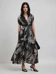 Religion Black Palm Maxi 2 Way Wrap Dress In Metallic Print - Image 6 of 6