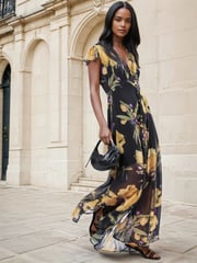 Religion Yellow Indium Maxi Dress With Button Thru Detail And Cap Sleeves - Image 1 of 5