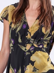 Religion Yellow Indium Maxi Dress With Button Thru Detail And Cap Sleeves - Image 4 of 5
