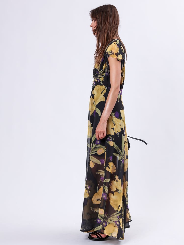 Religion Yellow Indium Maxi Dress With Button Thru Detail And Cap Sleeves - Image 5 of 5