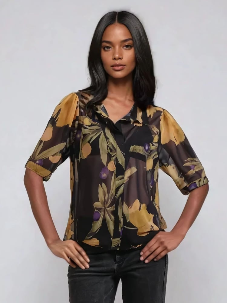 Religion Yellow Indium Shirt Blouse With Puff Shoulder - Image 1 of 6