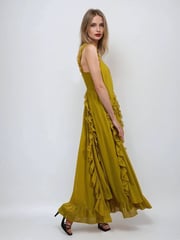 Religion Yellow Kate Maxi Dress With Frills And Spaghetti Straps - Image 3 of 6