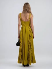 Religion Yellow Kate Maxi Dress With Frills And Spaghetti Straps - Image 4 of 6