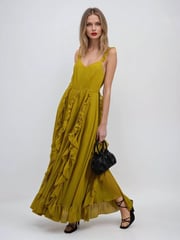 Religion Yellow Kate Maxi Dress With Frills And Spaghetti Straps - Image 6 of 6