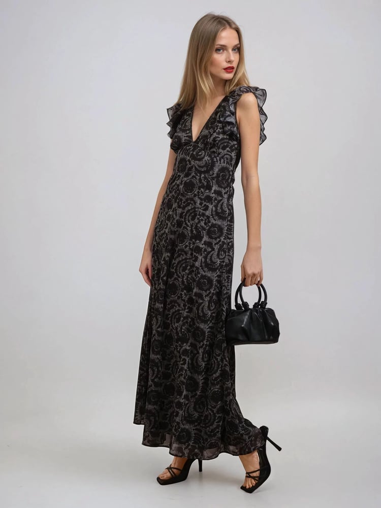 Religion Brown Bella Lace Up Maxi Dress In Dark Tie Dye Print - Image 1 of 6