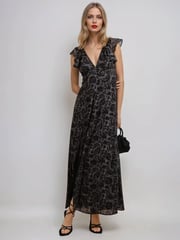 Religion Brown Bella Lace Up Maxi Dress In Dark Tie Dye Print - Image 2 of 6