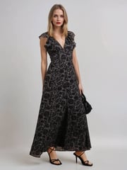 Religion Brown Bella Lace Up Maxi Dress In Dark Tie Dye Print - Image 3 of 6