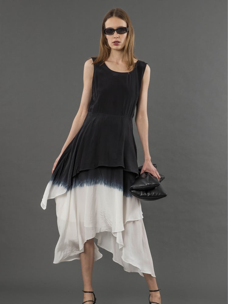 Religion Black Serpentine Assymetric Dress In Dip Dye - Image 1 of 6