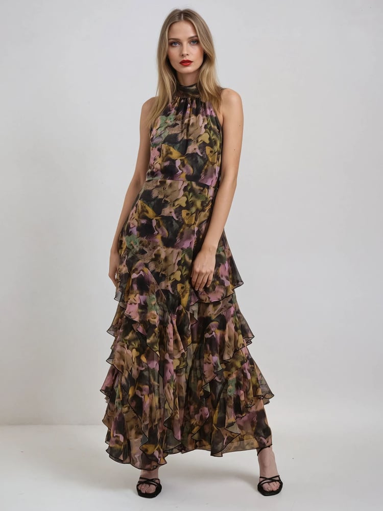 Religion Yellow Taylor Maxi Dress With Full Frill Skirt - Image 2 of 6