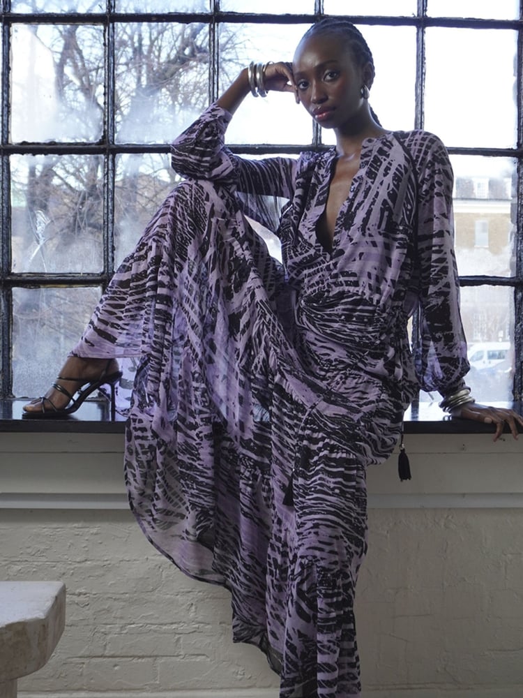 Religion Purple Callisto Maxi Dress With Tiered Skirt And Drawstring Waist - Image 2 of 6