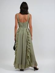 Religion Green Kate Maxi Dress With Frills And Spaghetti Straps - Image 5 of 6