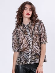 Religion Natural Indium Shirt Blouse With Puff Shoulder - Image 1 of 6