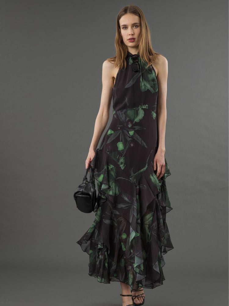 Religion Green Taylor Maxi Dress With Full Frill Skirt - Image 1 of 6