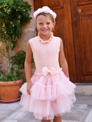 Angels Face Pink Eunice Sleeveless Knit With Tulle 100% Cotton Dress - Image 1 of 3
