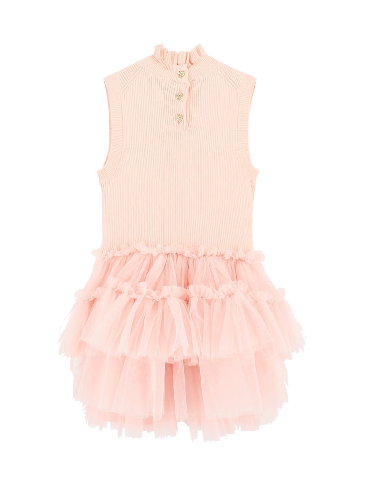 Angels Face Pink Eunice Sleeveless Knit With Tulle 100% Cotton Dress - Image 3 of 3