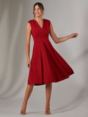 Jolie Moi Red Plain Sleeveless Midi Dress - Image 4 of 6