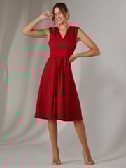 Jolie Moi Red Plain Sleeveless Midi Dress - Image 5 of 6