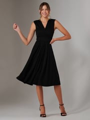 Jolie Moi Black Plain Sleeveless Midi Dress - Image 1 of 6