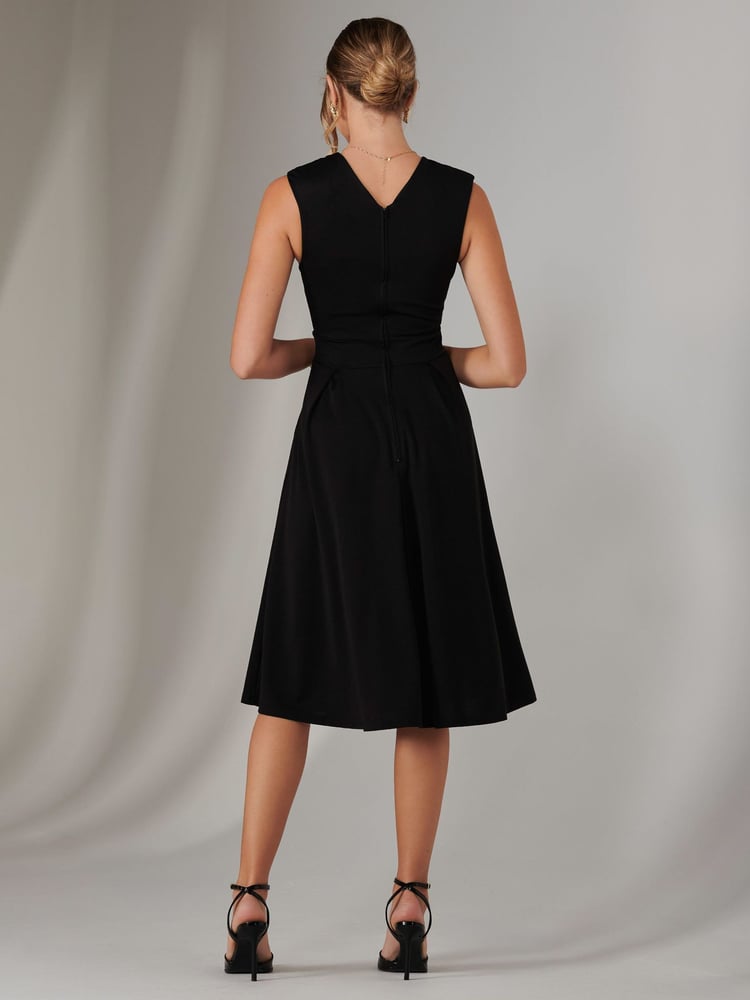 Jolie Moi Black Plain Sleeveless Midi Dress - Image 2 of 6