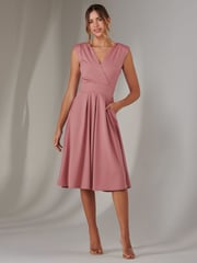 Jolie Moi Pink Plain Sleeveless Midi Dress - Image 3 of 5