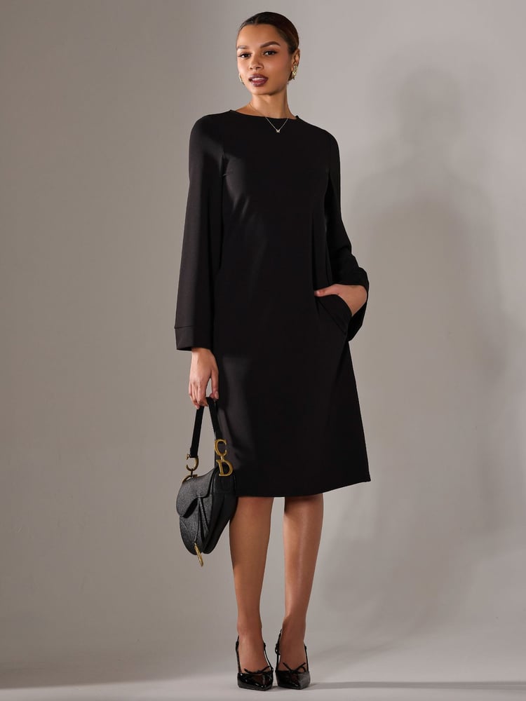 Jolie Moi Black Midi A Line Dress - Image 1 of 6