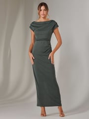Jolie Moi Green Asymmetrical Bodycon Midaxi Dress - Image 1 of 6