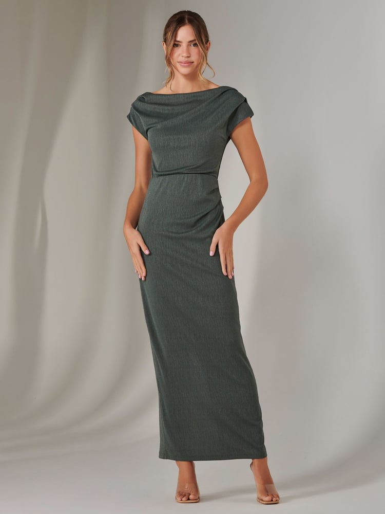 Jolie Moi Green Asymmetrical Bodycon Midaxi Dress - Image 1 of 6