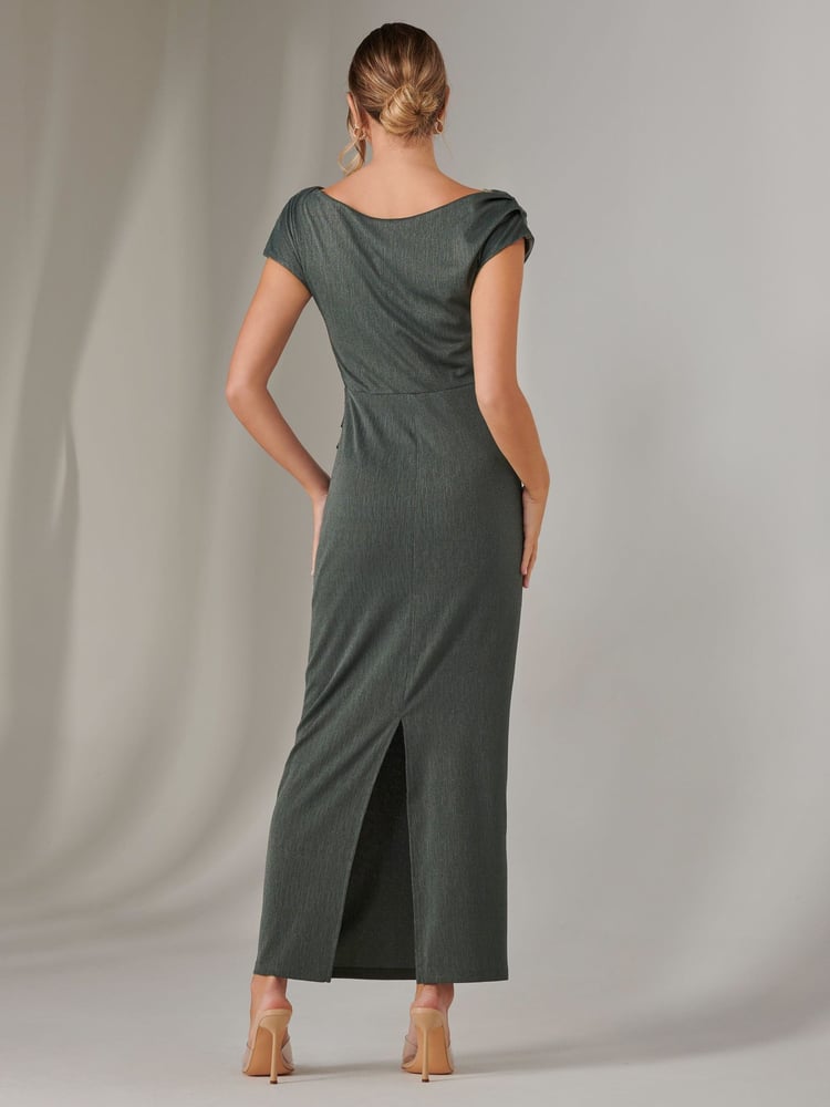 Jolie Moi Green Asymmetrical Bodycon Midaxi Dress - Image 2 of 6