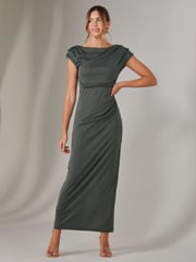 Jolie Moi Green Asymmetrical Bodycon Midaxi Dress - Image 6 of 6